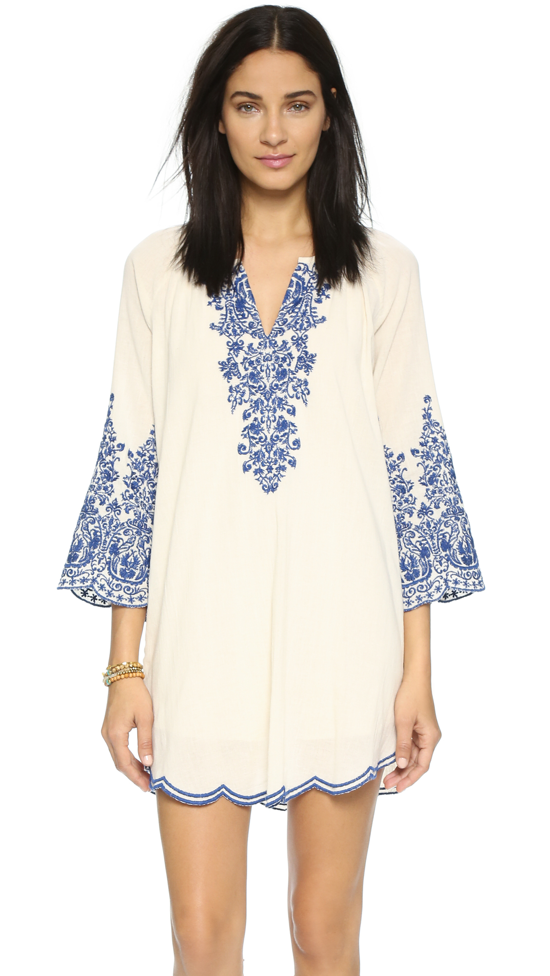 Love sam Embroidered Dress in Blue | Lyst