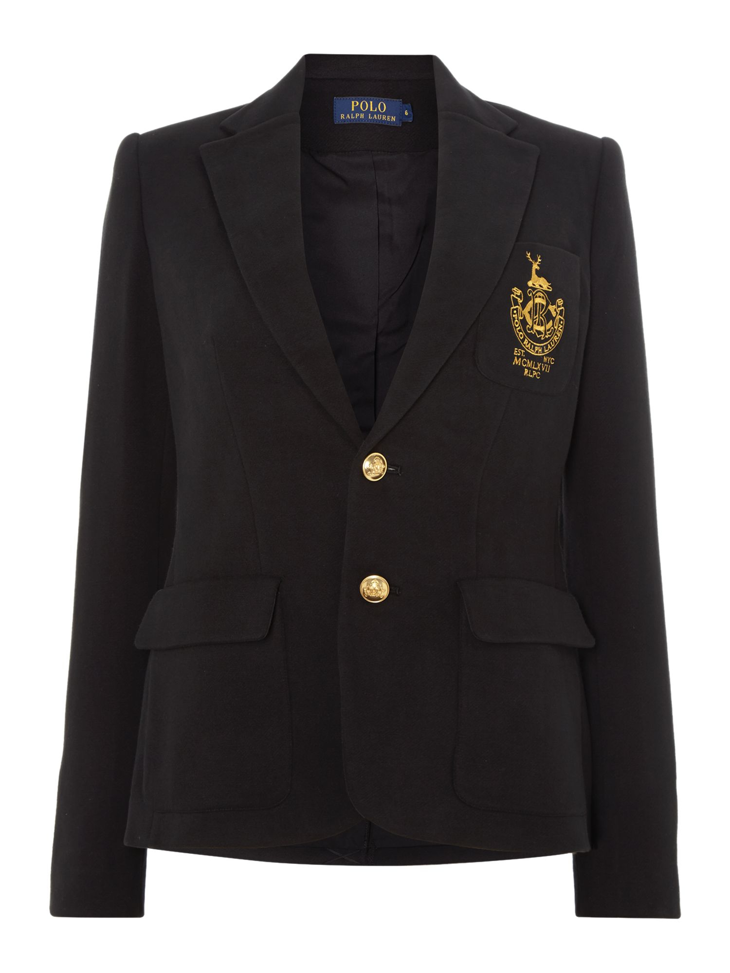 Polo ralph lauren Long Sleeved Crested Blazer in Black | Lyst