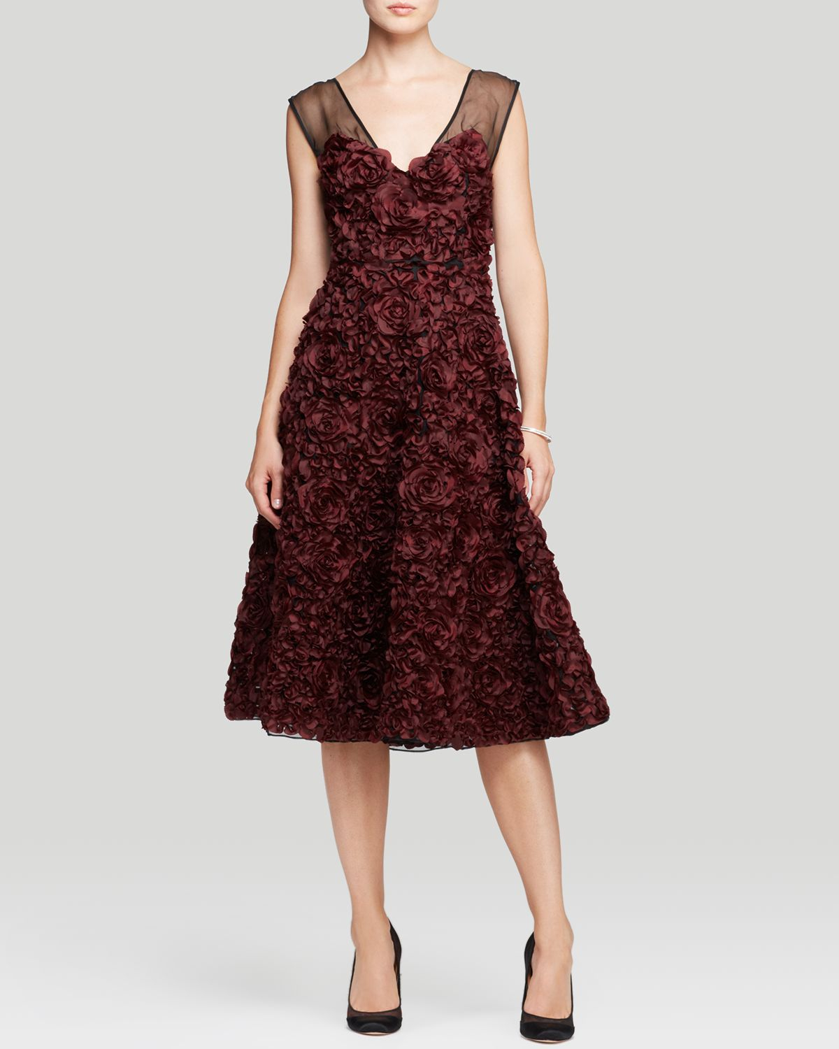 Lyst - Tracy Reese Dress - Sleeveless Illusion Neck Floral Appliqué A ...