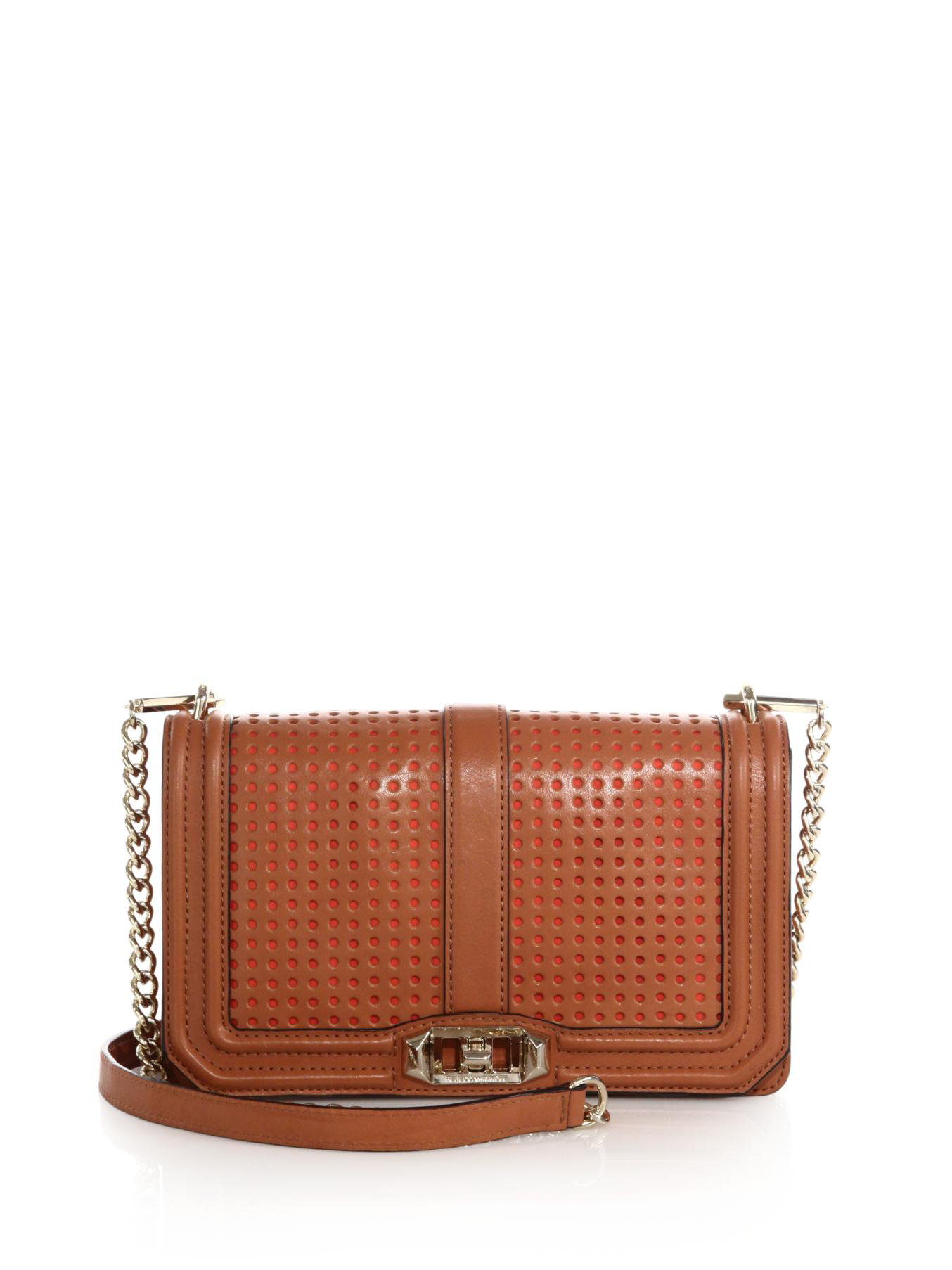 Rebecca minkoff Love Perforated Crossbody Bag in Brown | Lyst