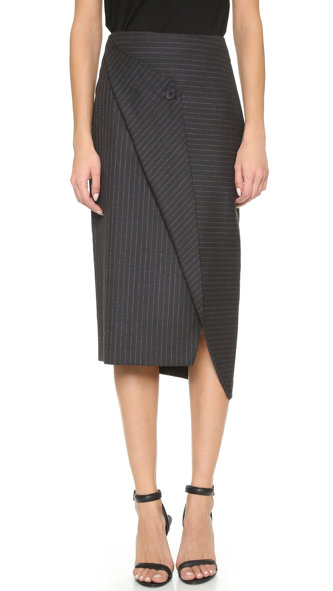 Dkny Asymmetrical Pencil Skirt in Black | Lyst