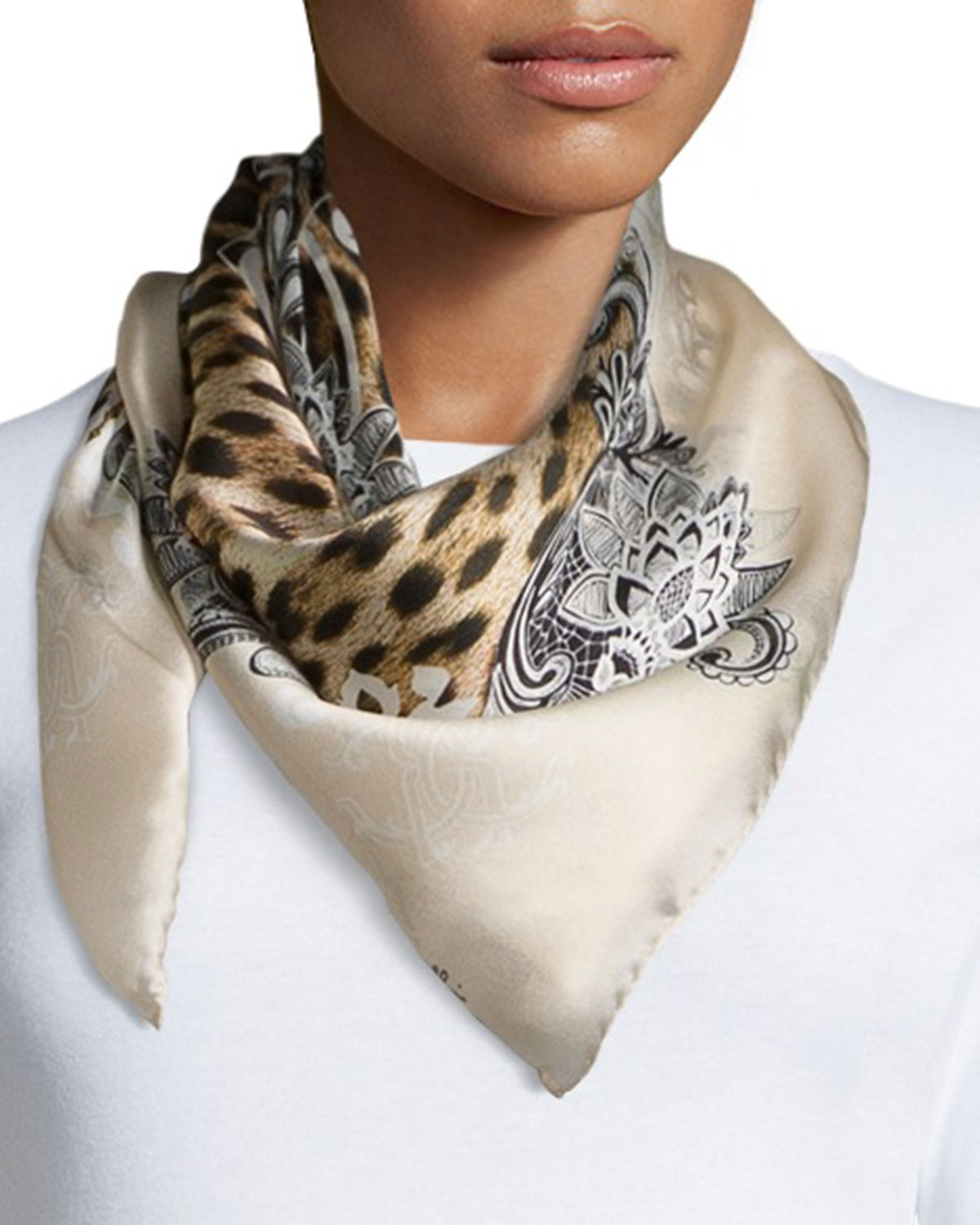 Lyst Roberto Cavalli Leopard Print Silk Scarf Gallery