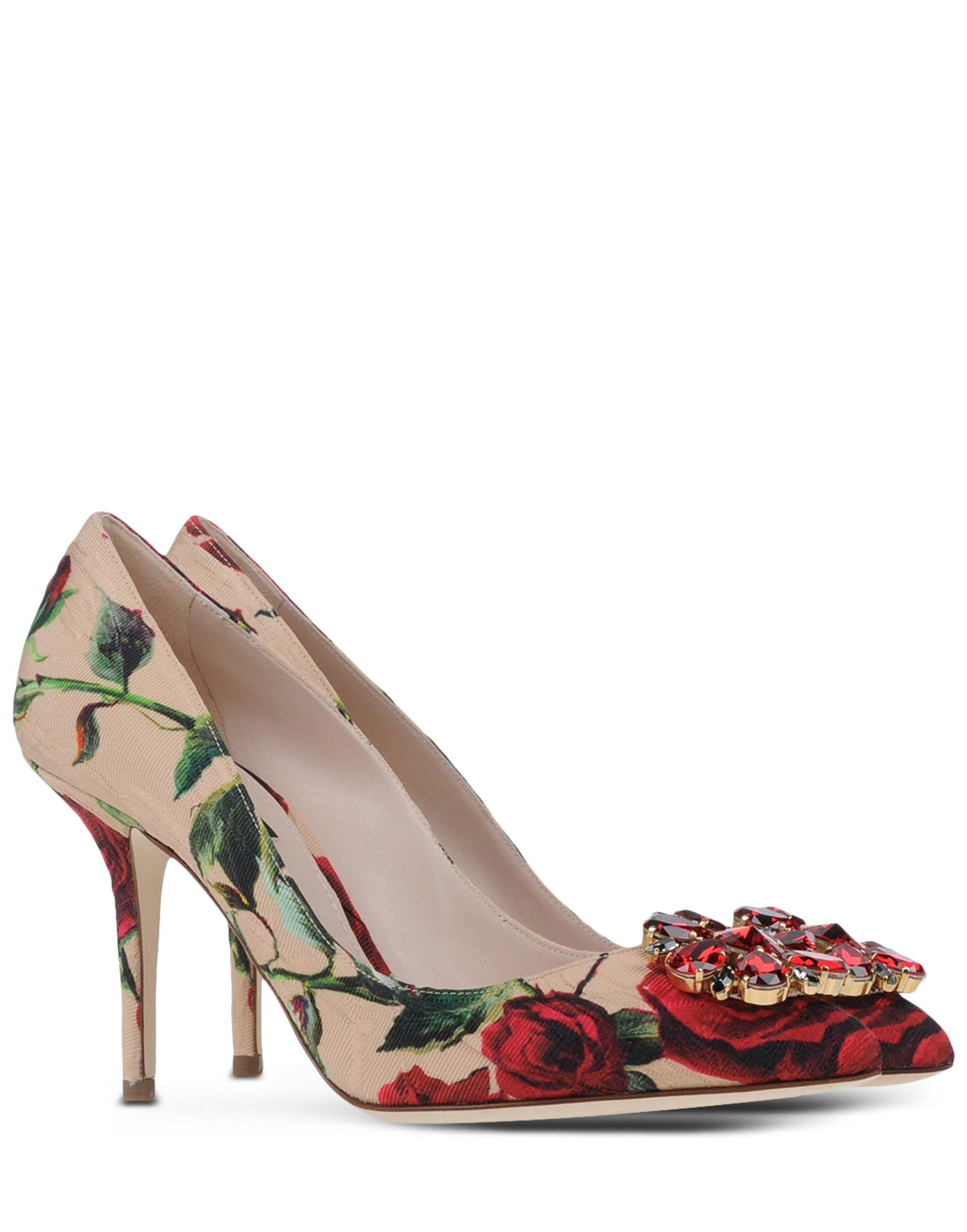 Dolce And Gabbana Floral Print Pumps In Red Beige Lyst 8879