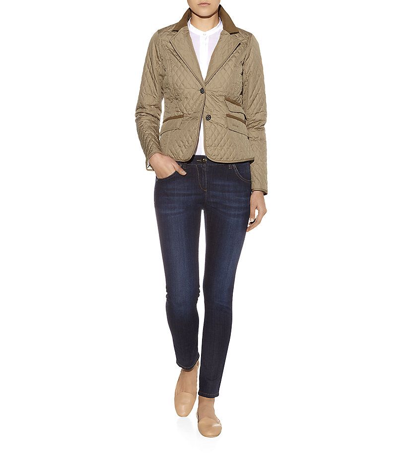 Barbour Downham Quilt Elbow Patch Jacket in Natural Lyst