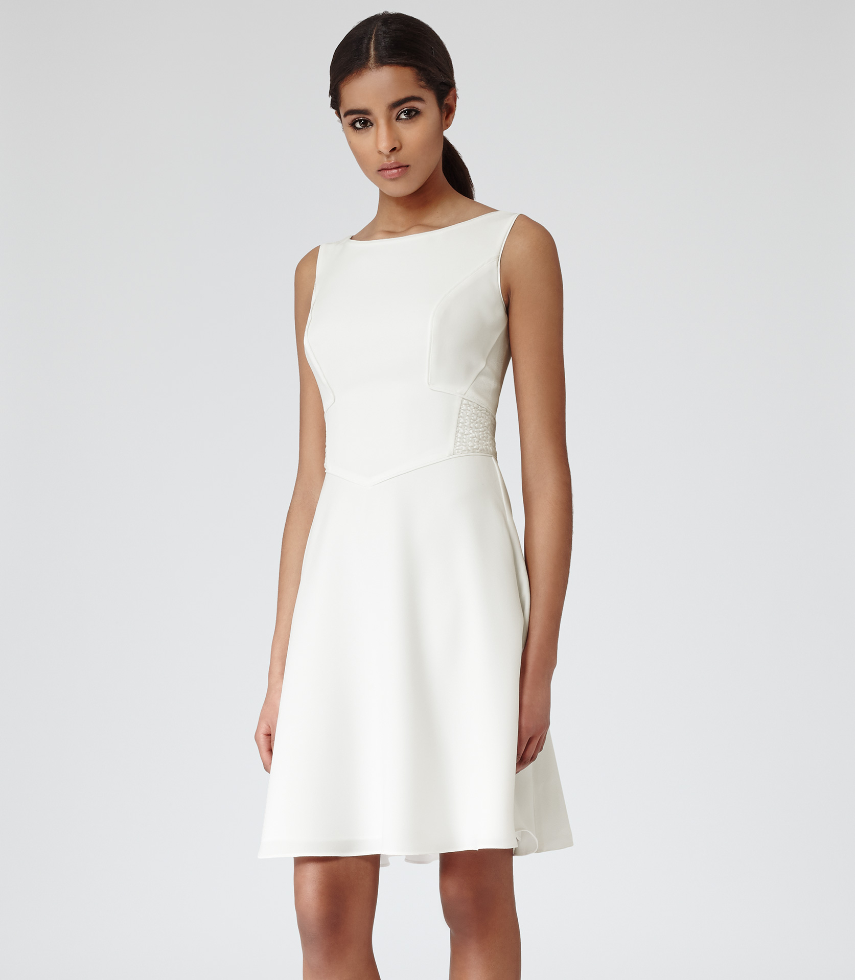 Lyst - Reiss Jade Pleat Back Dress in White