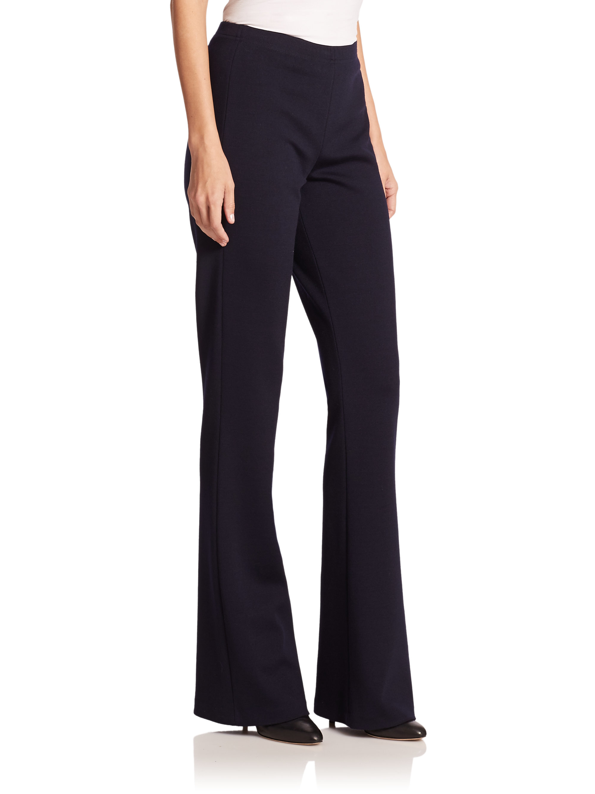 St. john Milano Bootleg Knit Pants in Blue (navy) Lyst