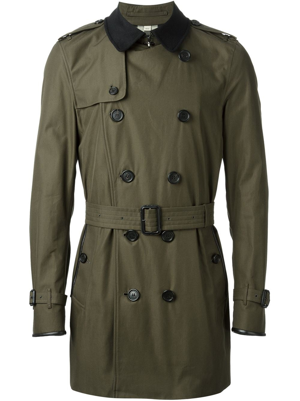 Lyst - Burberry Contrasting Collar Trench Coat in Green for Men