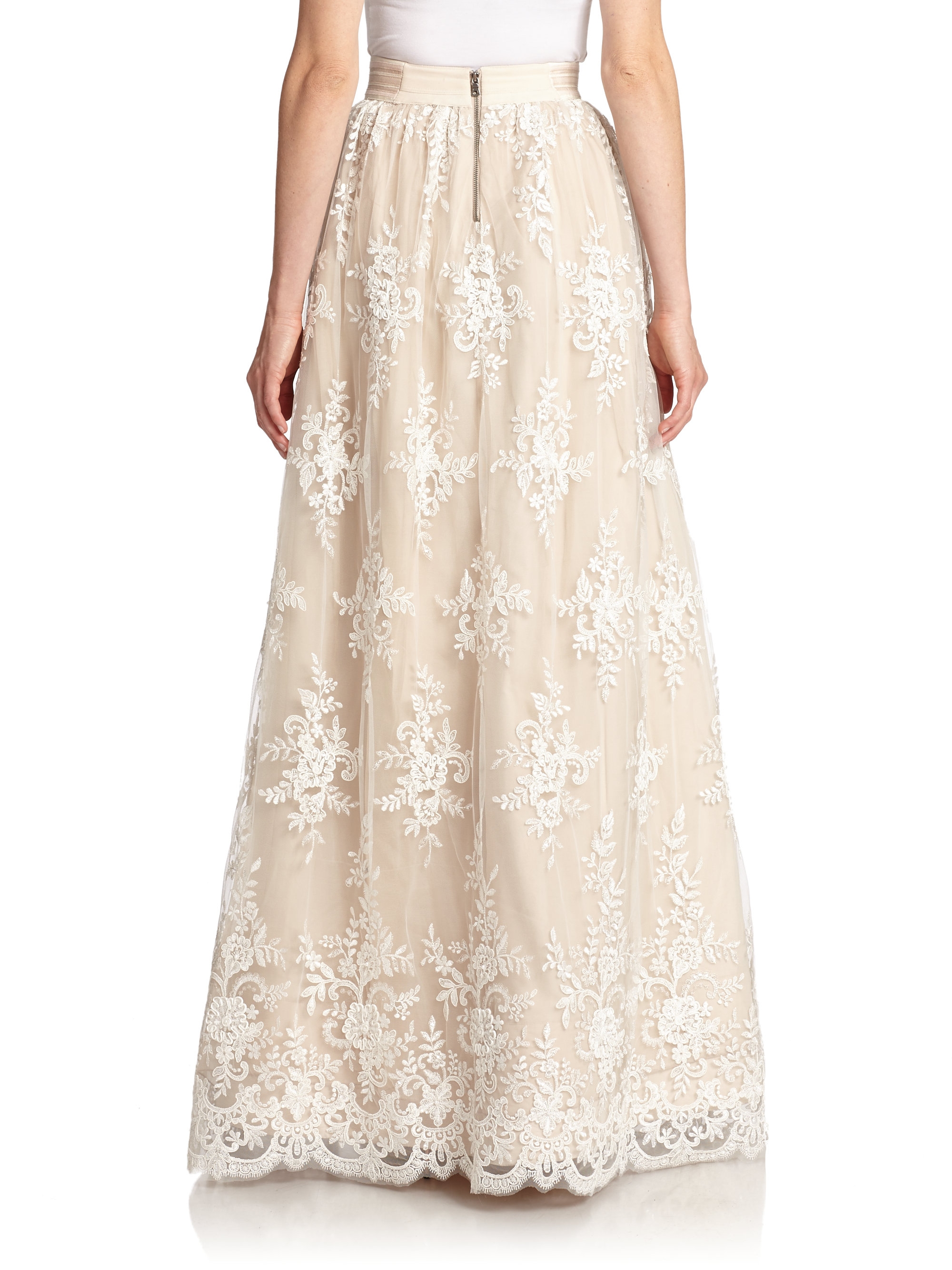 Lyst Alice + Olivia Carter Laceoverlay Maxi Skirt in White