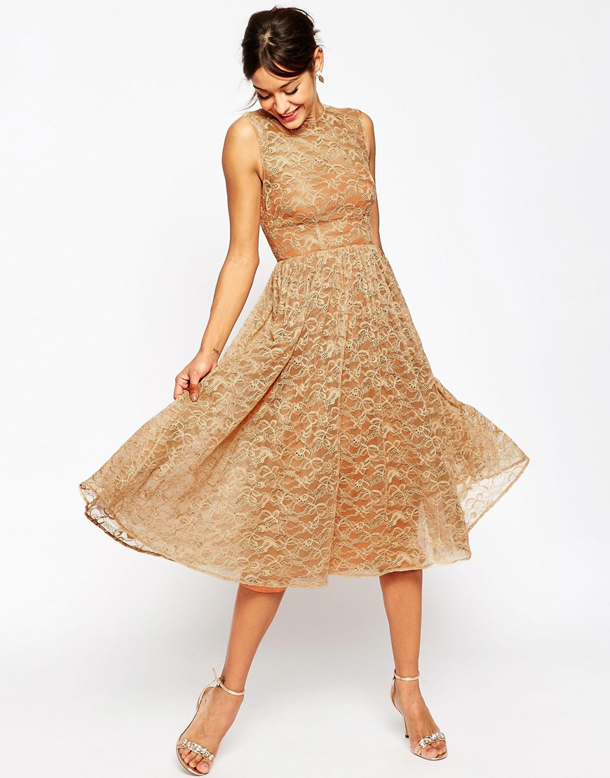  Asos  Wedding  Lace Prom  Dress  in Gold  Blush Save 53 Lyst