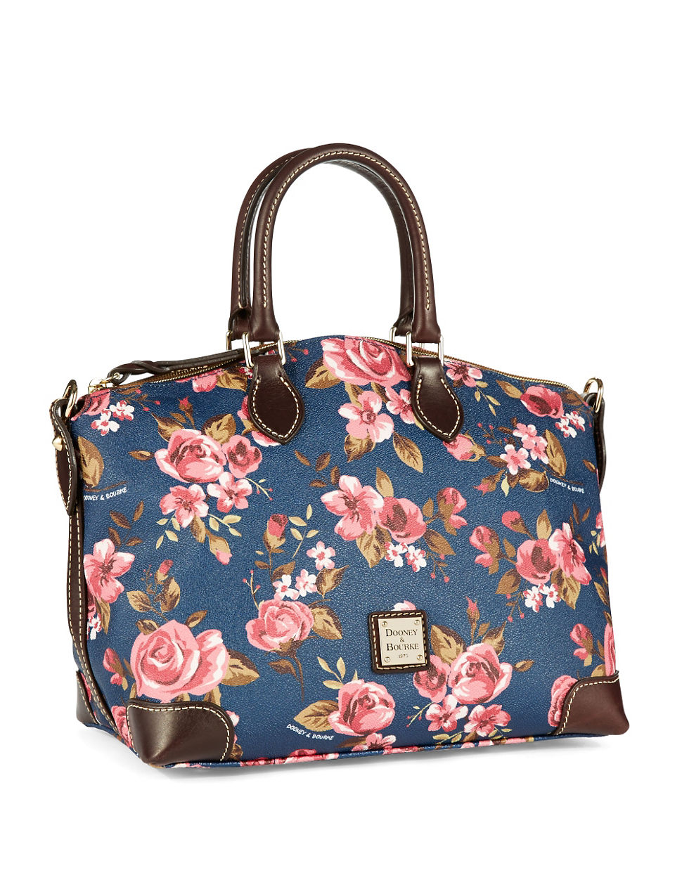 Dooney & bourke Floral Print Coated Cotton Satchel in Blue ...