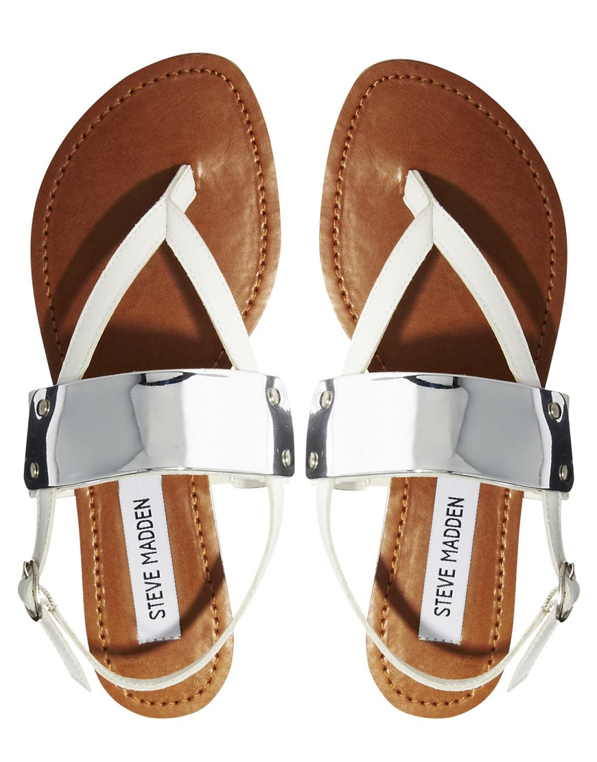 steve madden flat white sandals