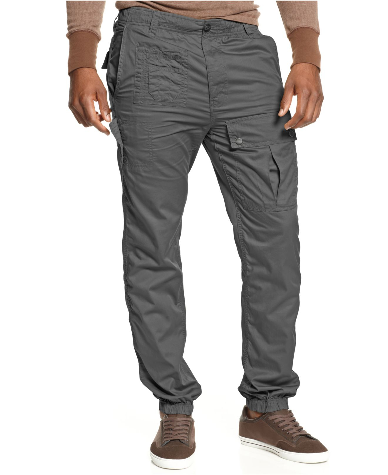 Sean john Solid Cargo Joggers in Gray for Men (Castlerock) | Lyst