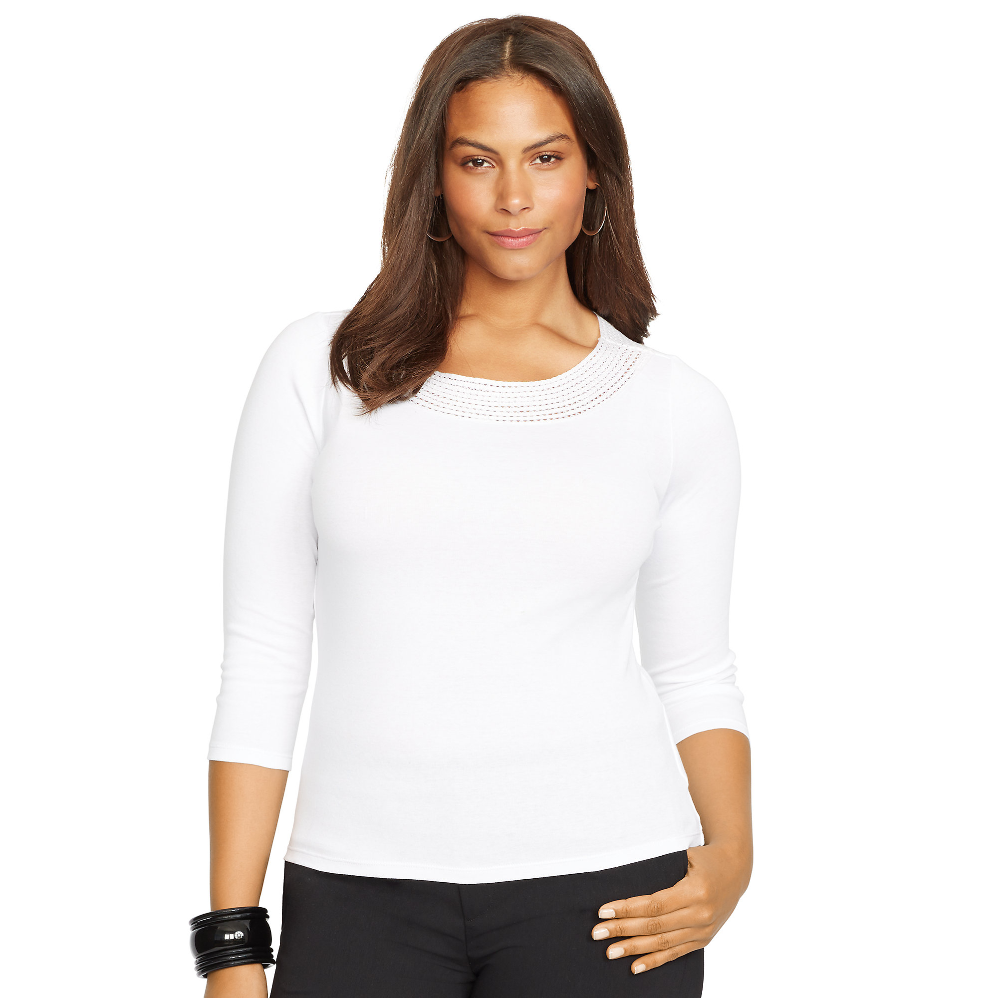 Lyst Ralph Lauren PointelleKnit Cotton Top in White