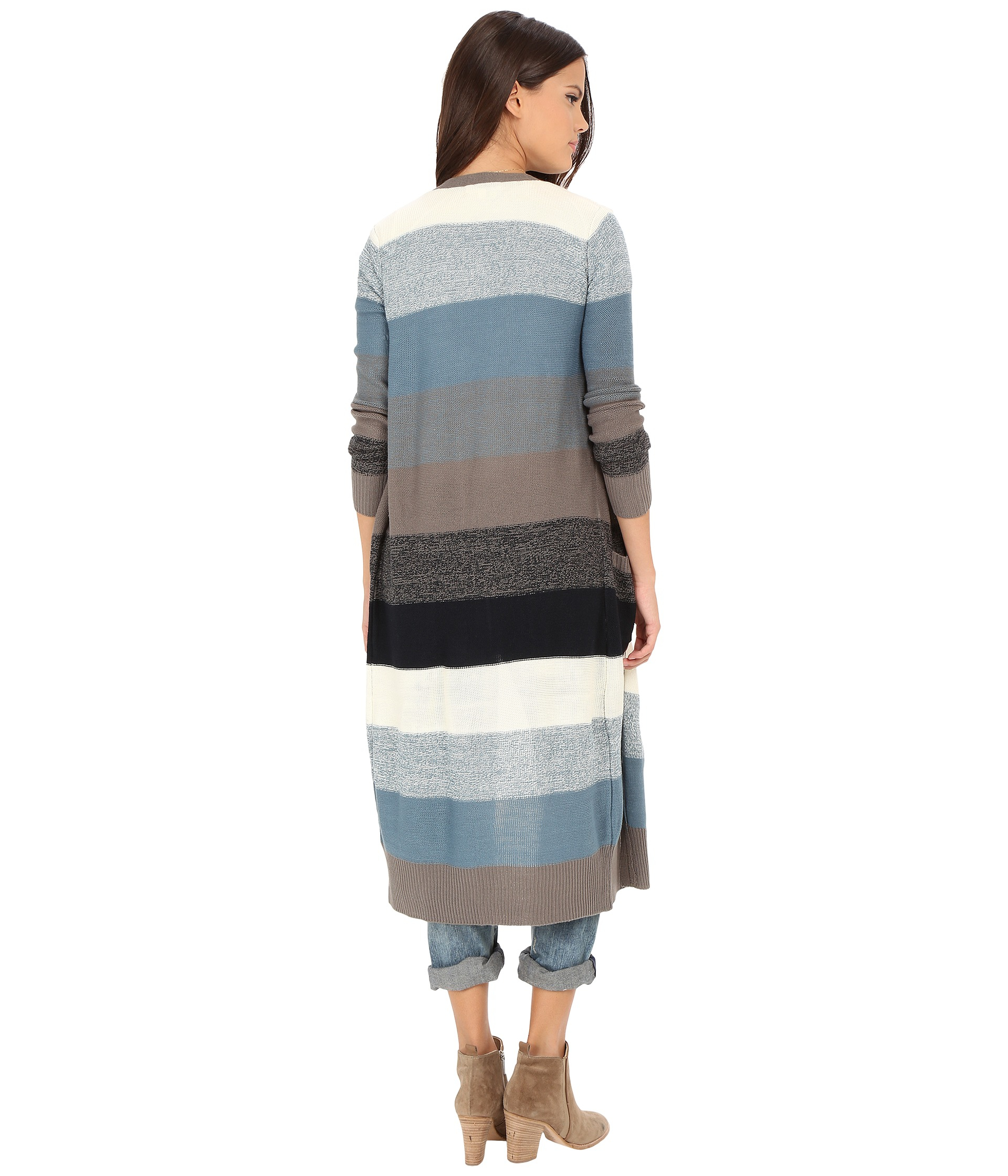 Bb Dakota Stripe Marled Duster Cardigan In Blue bb dakota stripe marled duster cardigan in blue
