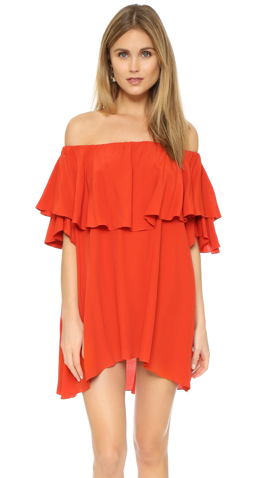 Mlm label Maison Off Shoulder Dress in Red | Lyst