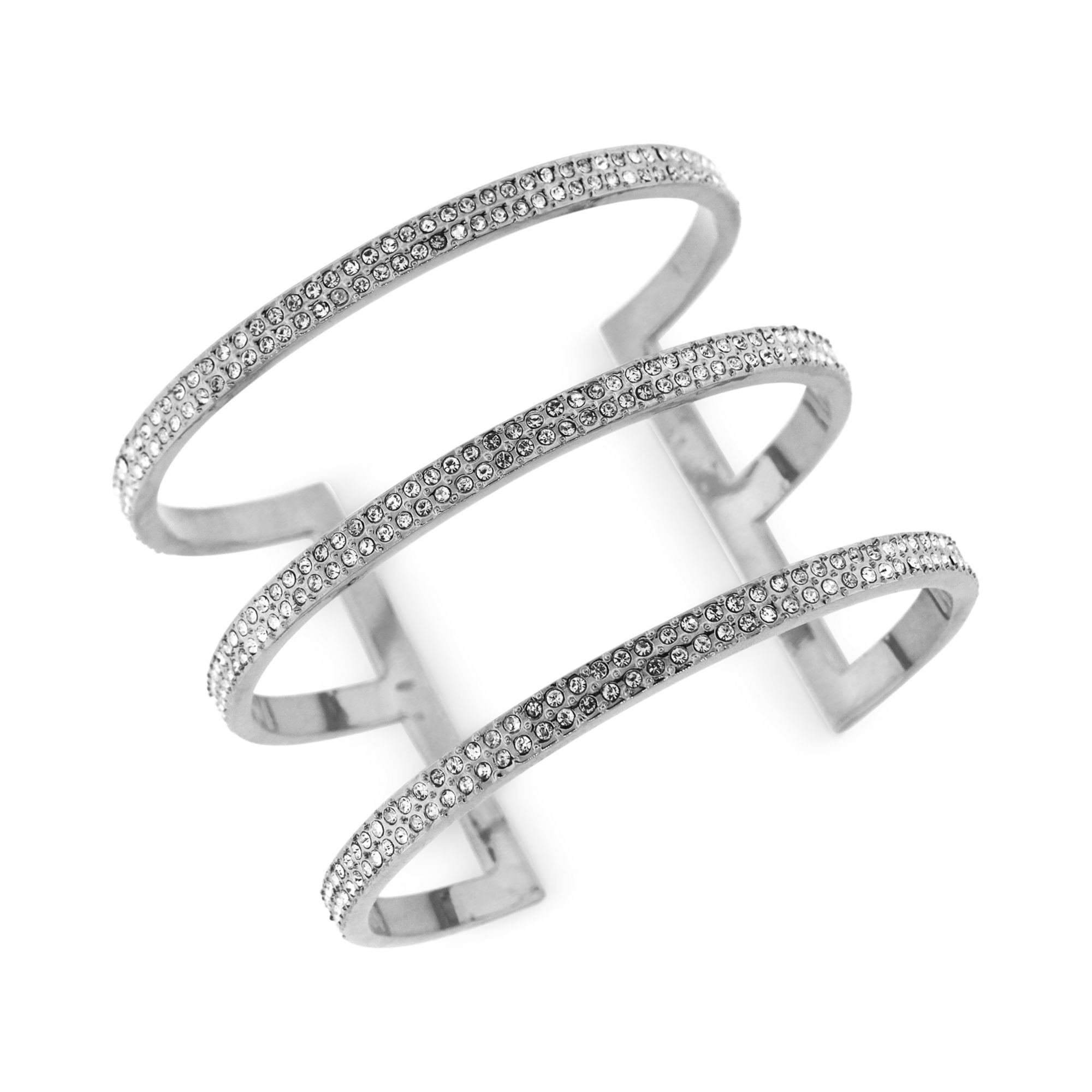 Lyst Vince Camuto Silvertone Crystal Pave Caged Cuff Bracelet In Gallery