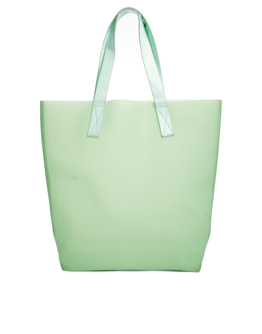 ASOS Frosted Plastic Shopper Bag in Green - Lyst