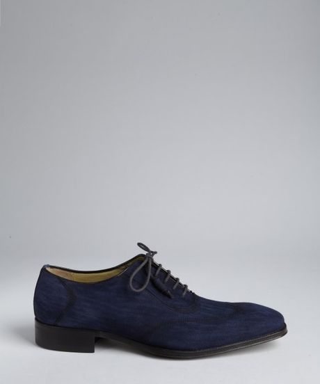 Mezlan Blue Suede Nico Wingtip Oxfords in Blue for Men | Lyst