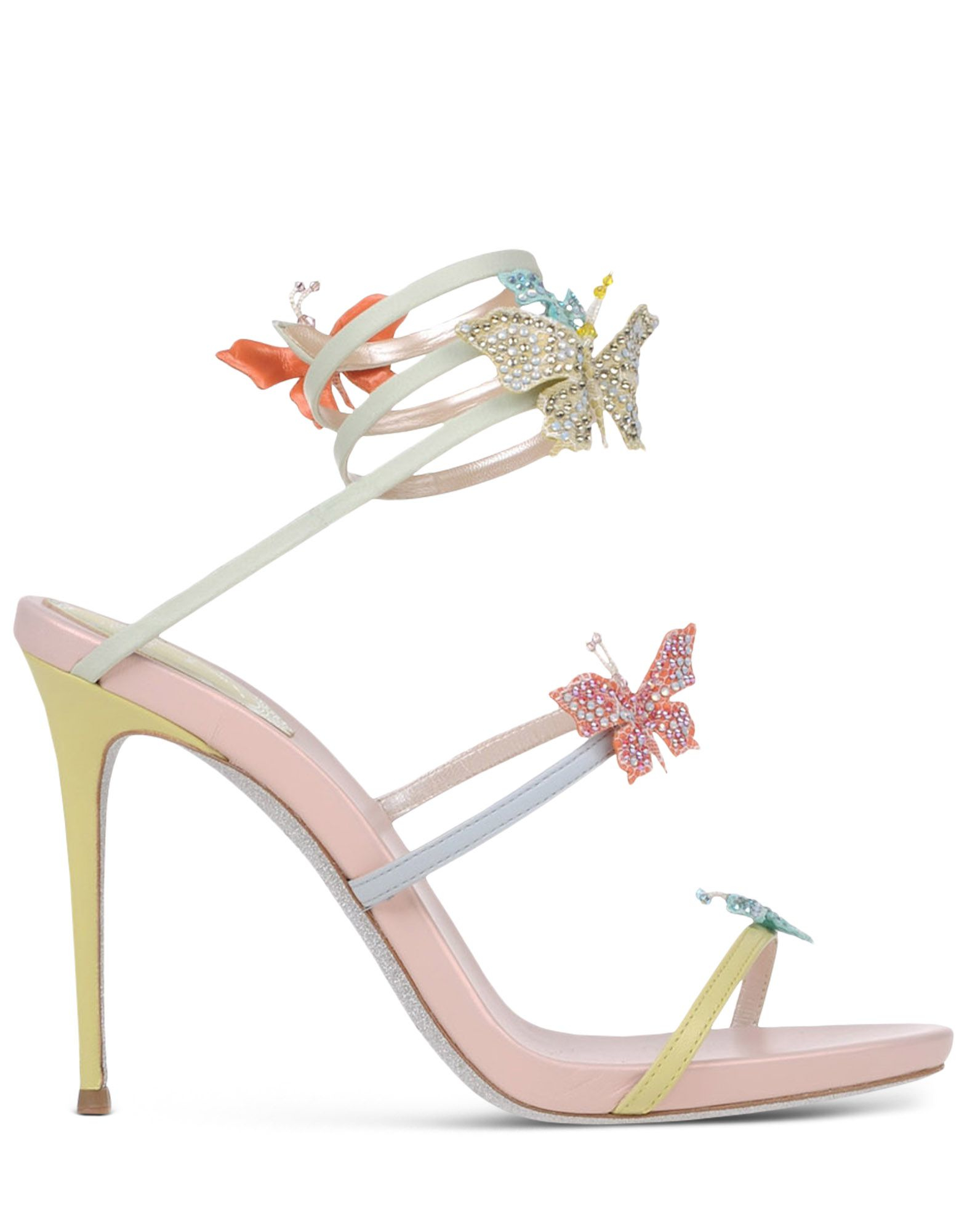 Rene caovilla Butterfly-Embellished Lambskin Sandals in Multicolor ...