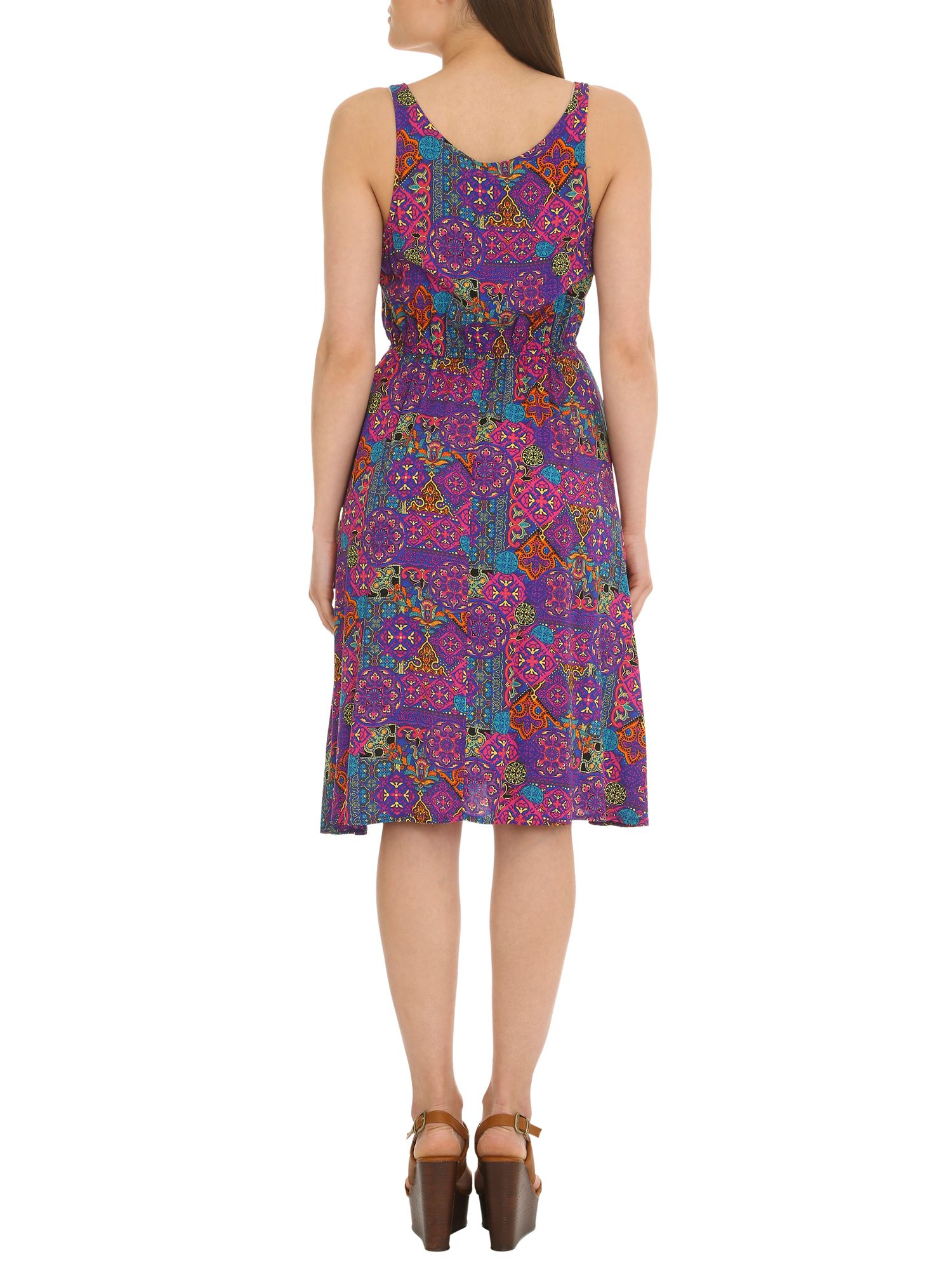 Izabel london Eastern Printed Skater Dress in Purple (Pink) | Lyst