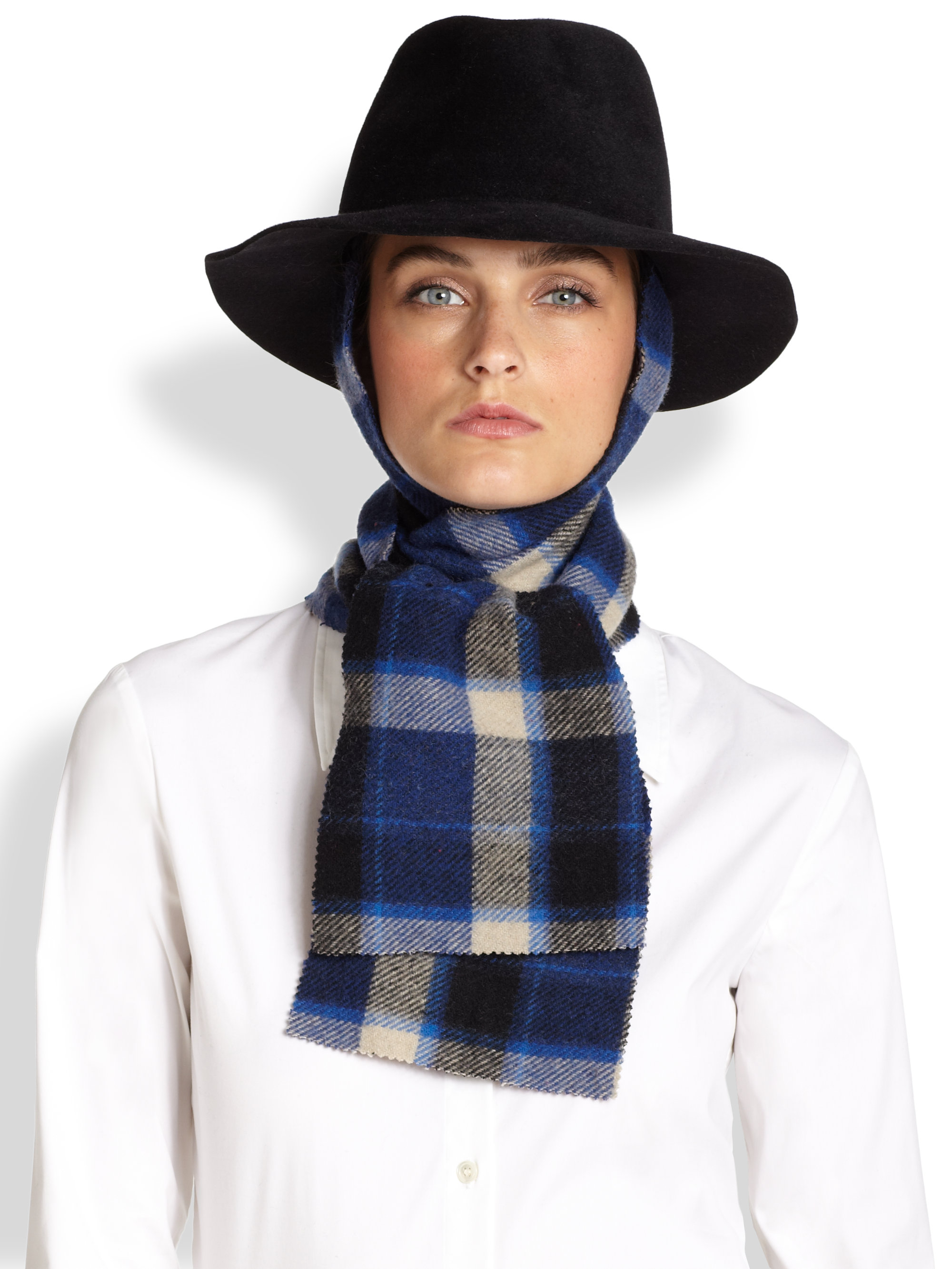 Lola Rabbit Hair Muffler Removable Scarf in Blue (BLACK) Lyst