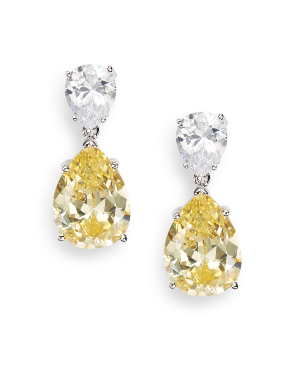 Lyst Cz By Kenneth Jay Lane Dual Pear Drop Earrings In Yellow Gallery