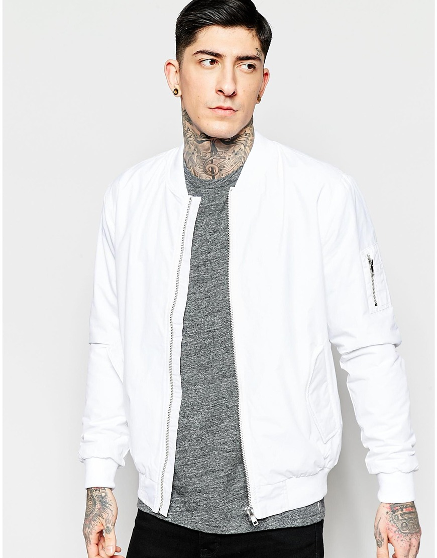 Minimum Bomber Jacket In White - White in White for Men | Lyst