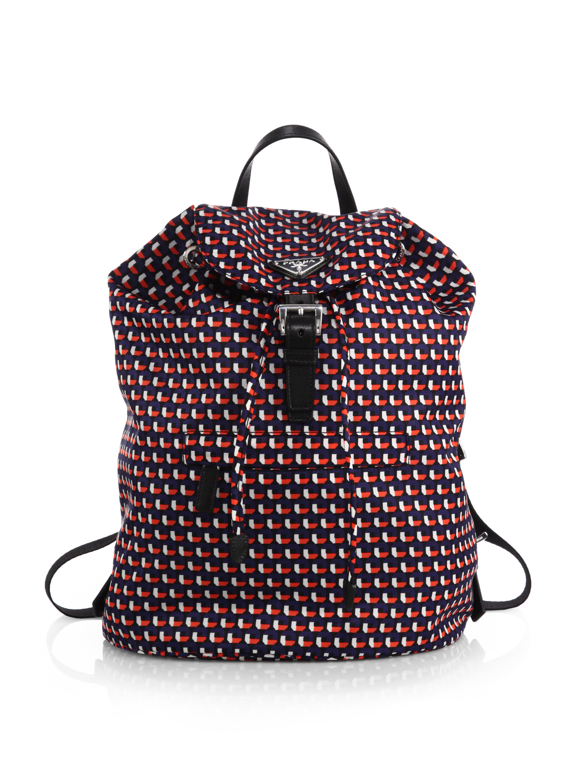 Prada Vela Octagon-patterned Nylon Backpack | Lyst