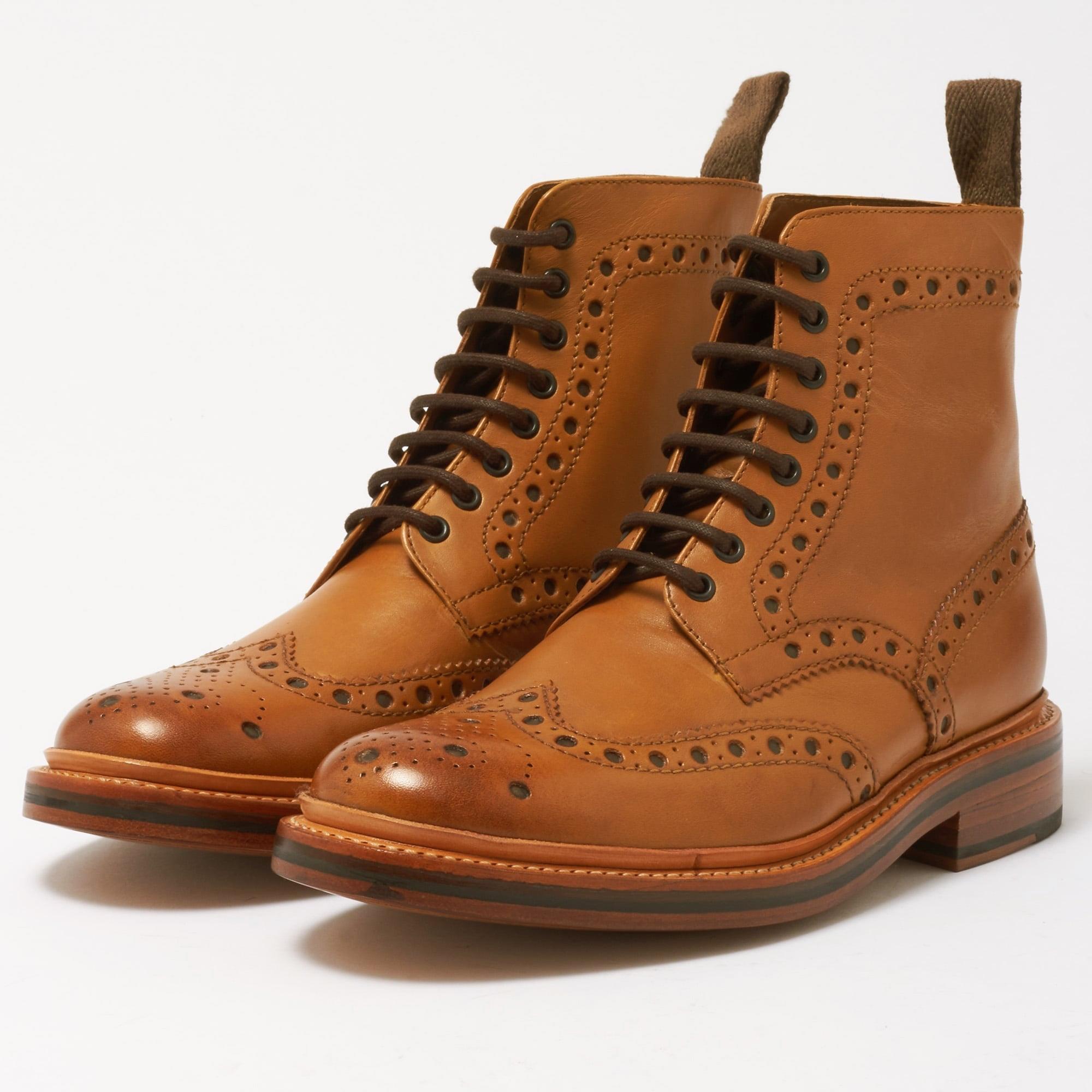 Lyst - Grenson Fred Calf Tan Brogue Boots 5068/02 for Men - Save 16. ...