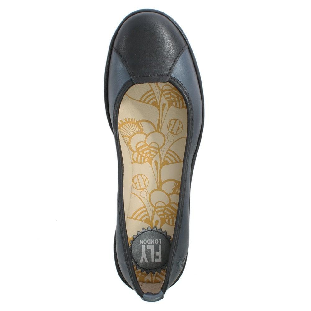 navy leather wedge