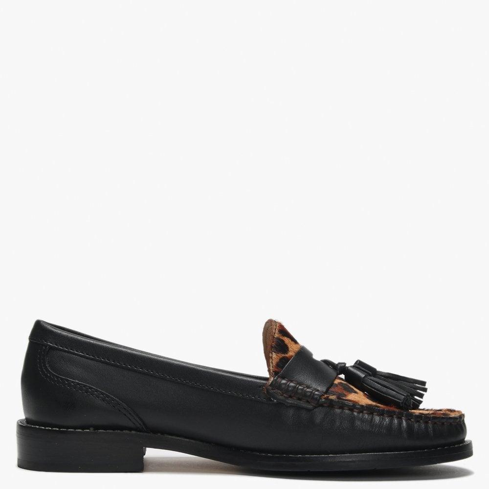 holland leopard print calf hair and leather loafer
