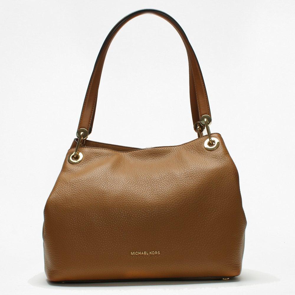 Lyst Michael Kors Raven Large Acorn Leather Shoulder Bag in Brown