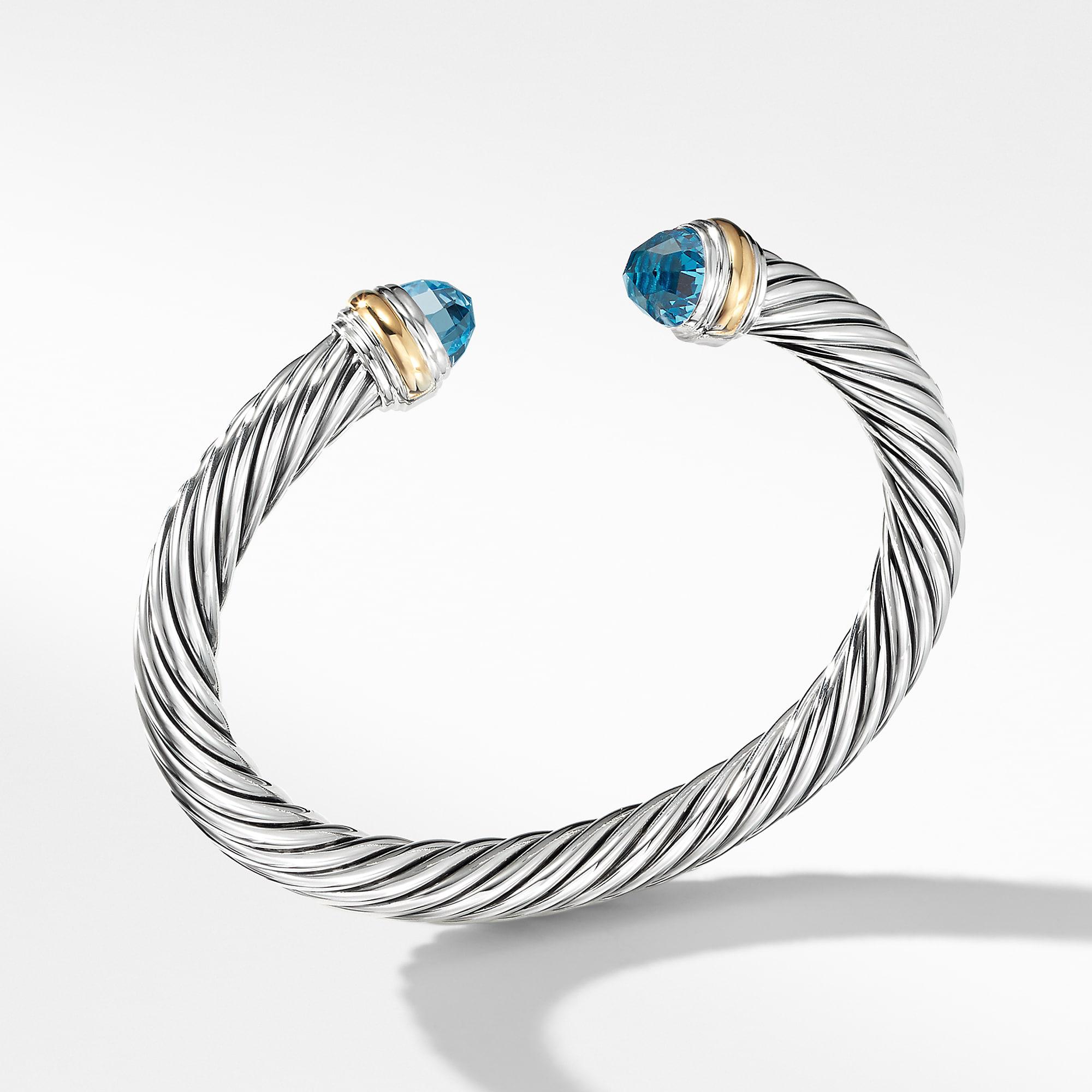 David Yurman Cable Classics Bracelet With Blue Topaz And 14k Gold, 7mm ...