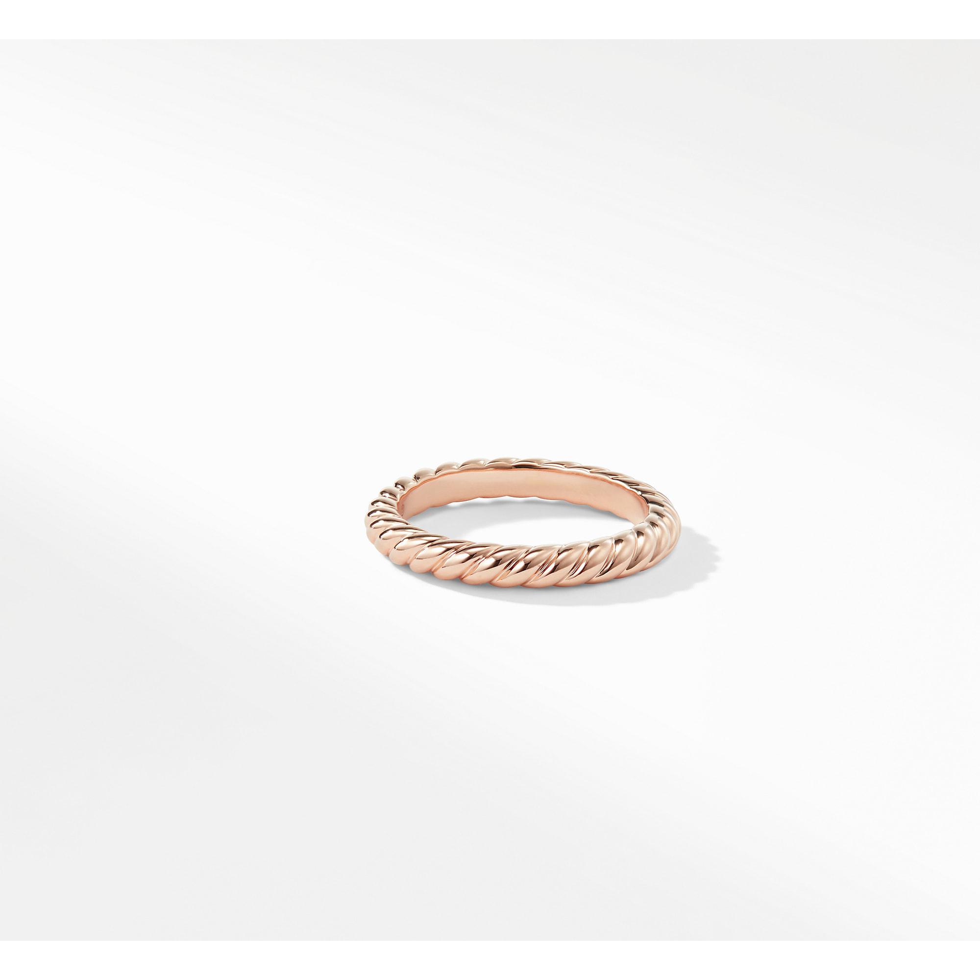 Lyst David Yurman Dy Unity Cable Wedding Band In 18k Rose Gold, 3mm