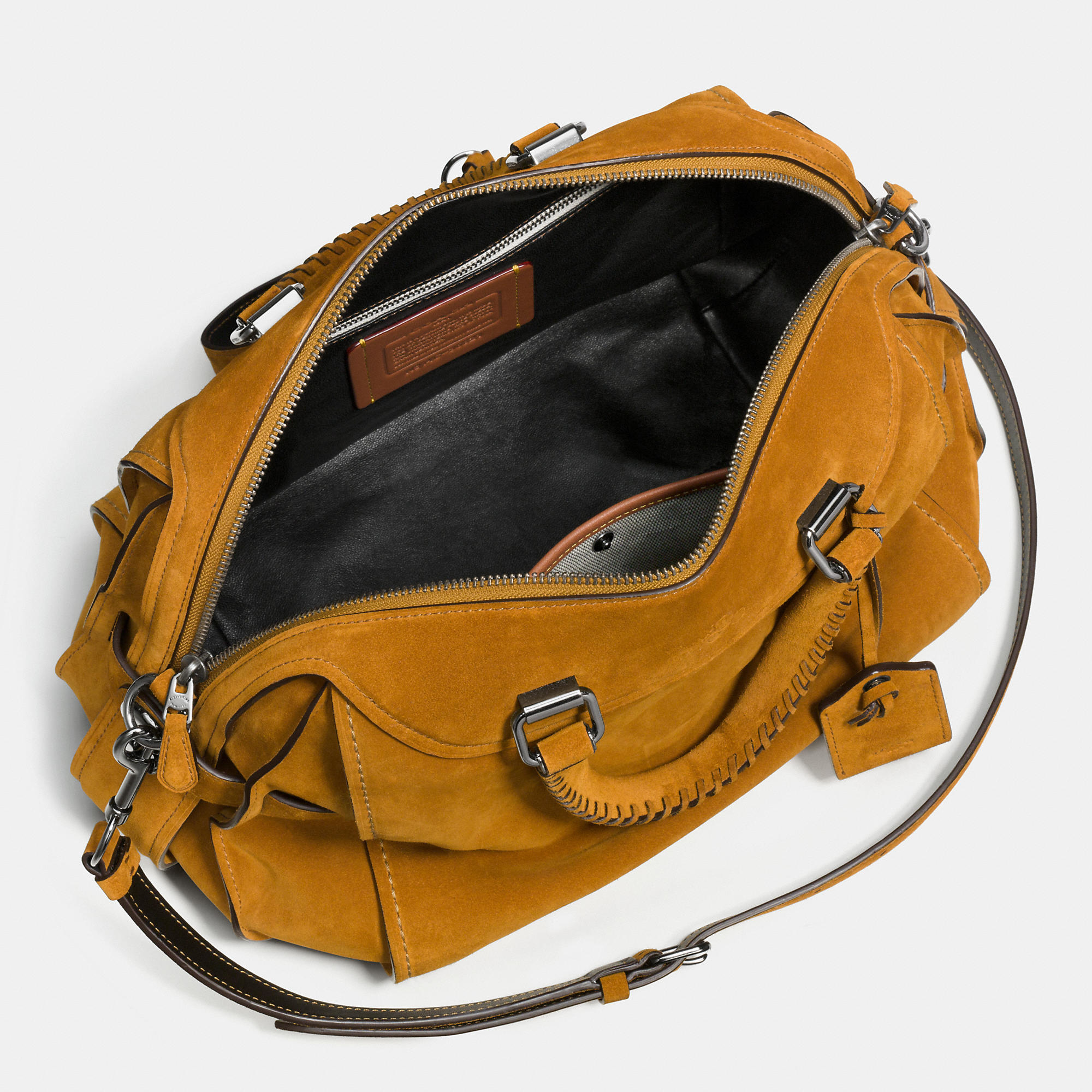 COACH Ace Satchel 28 In Suede in Brown Lyst