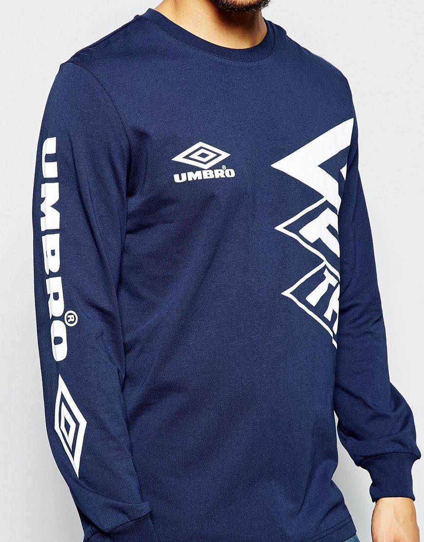 Lyst Umbro Long Sleeve T shirt With Large Logo In Blue For Men