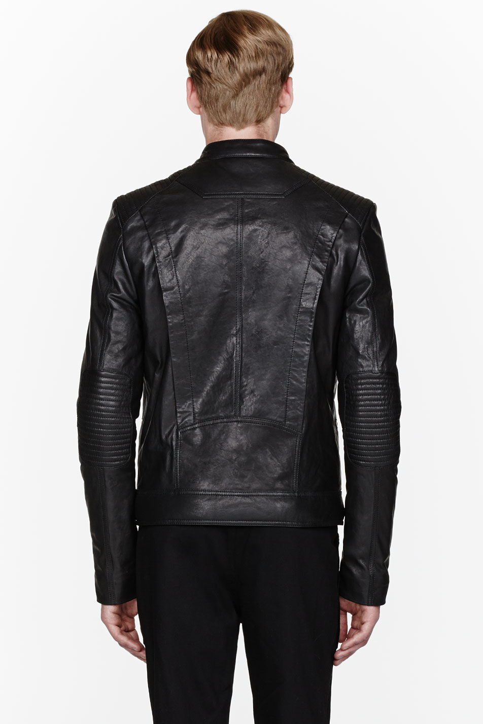 Juun J Black Leather Zippered Biker Jacket In For Men Lyst Gallery
