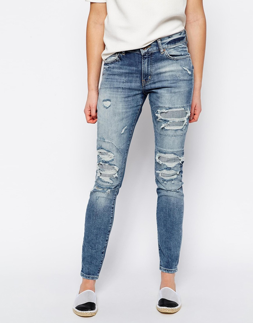 Lyst - Vero moda Ripped Jeans in Blue