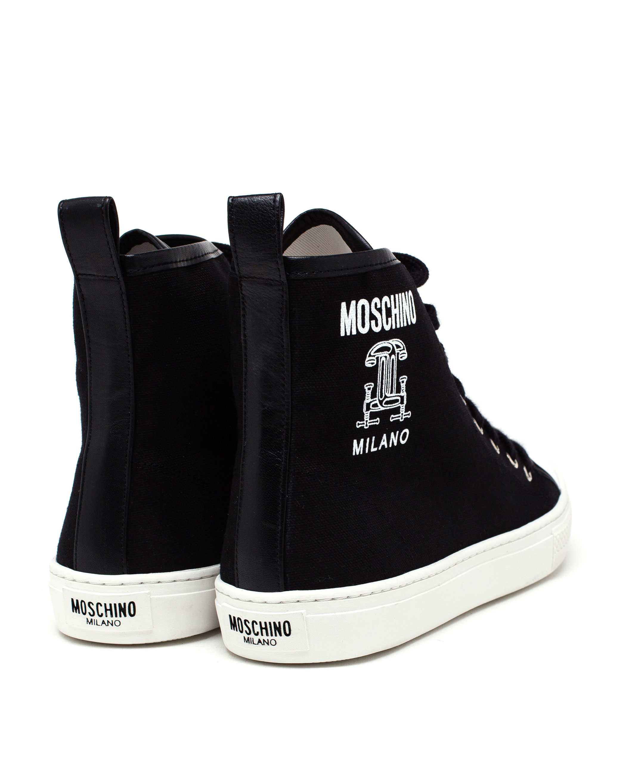 Lyst - Moschino Canvas Trainers in Black for Men