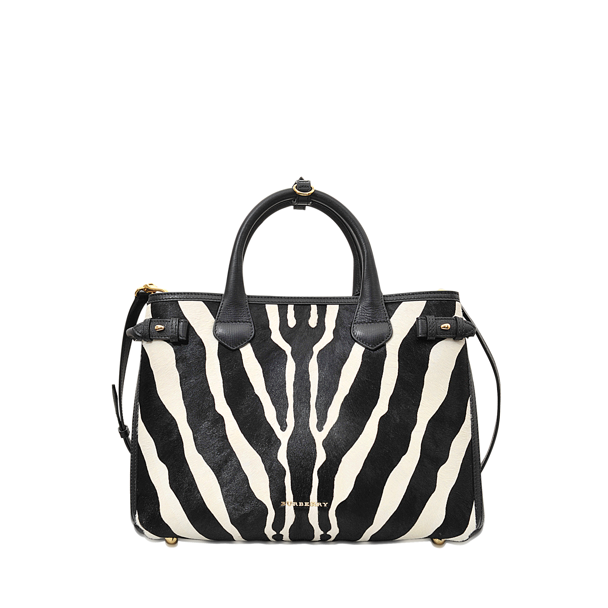 Burberry Md Banner Zebra Printed Bag in Black | Lyst