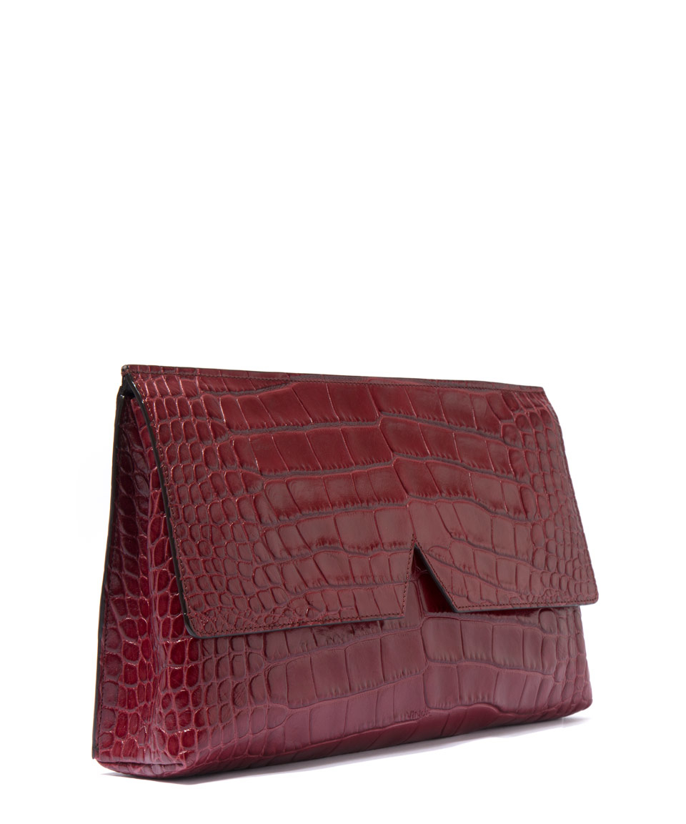 Lyst - Vince Medium Red Croc-embossed Leather Clutch Bag in Red