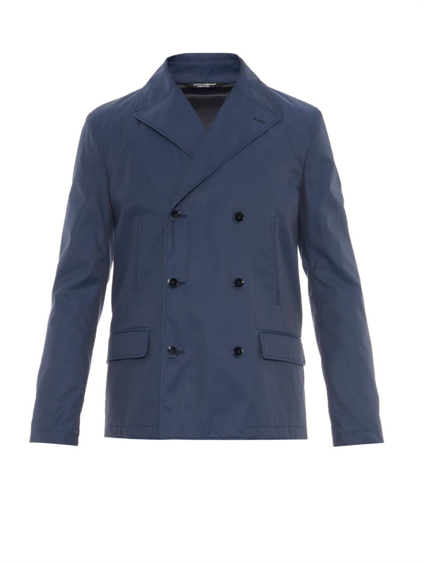Lyst - Dolce & Gabbana Lightweight Twill Pea Coat in Blue for Men