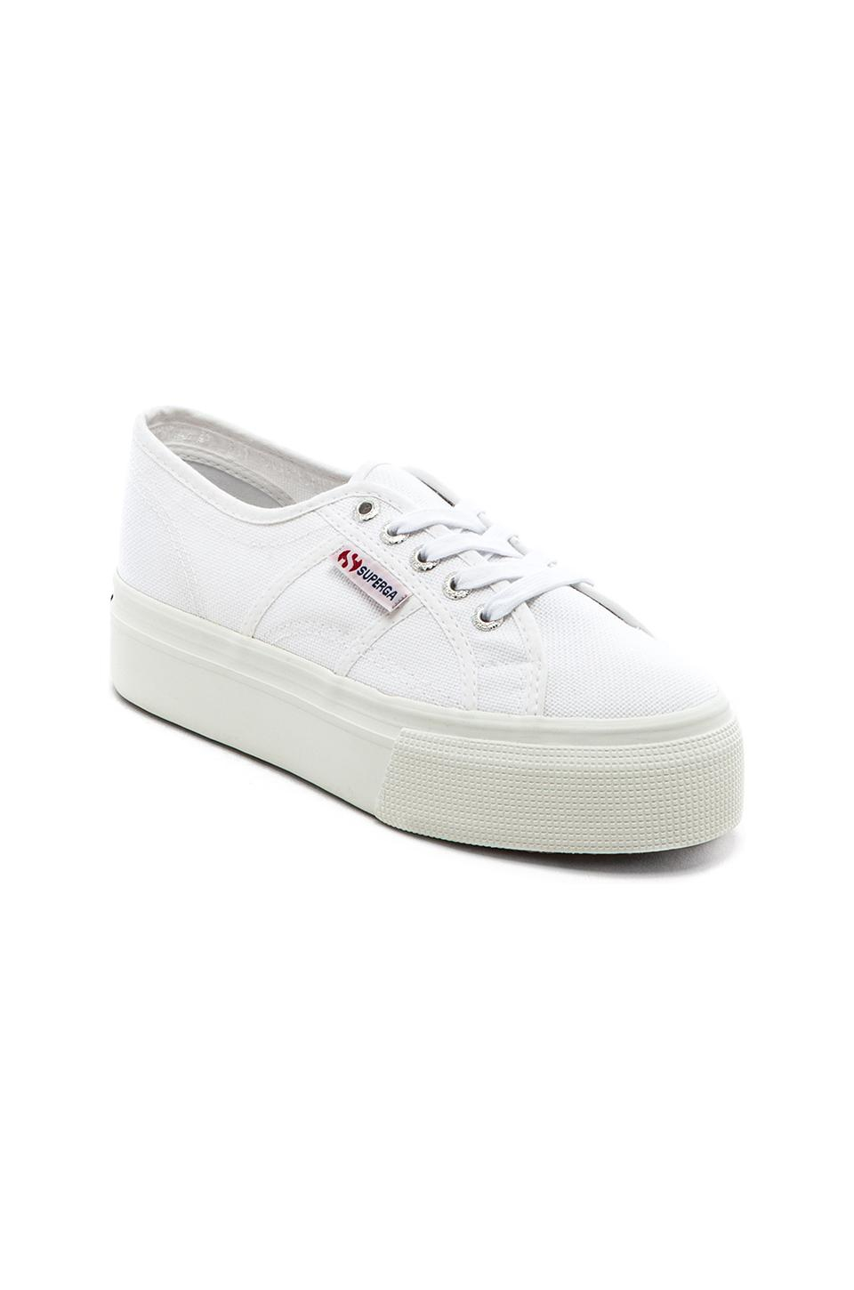 Superga Lace-Up Canvas Sneakers in White | Lyst