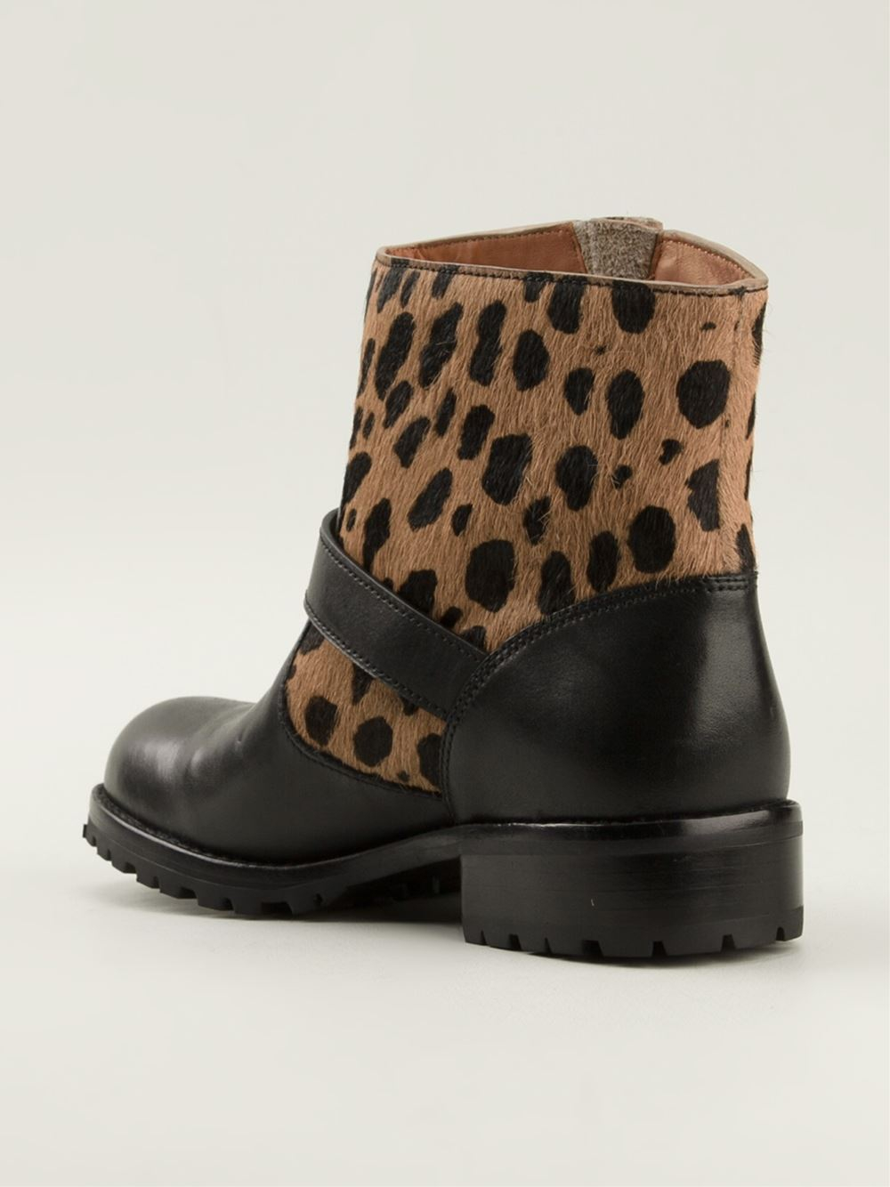 biker boots leopard