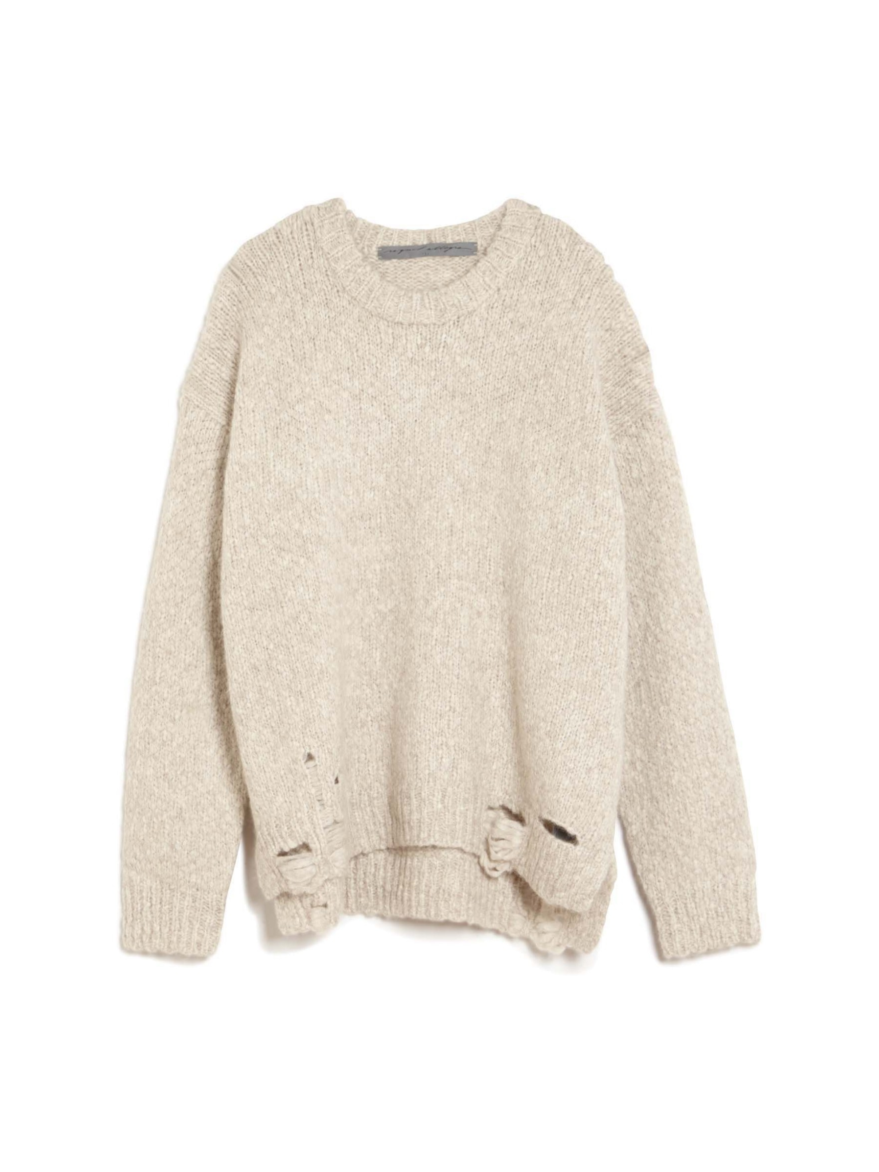 Raquel allegra Oversized Shredded Pullover Sweater in Natural Lyst
