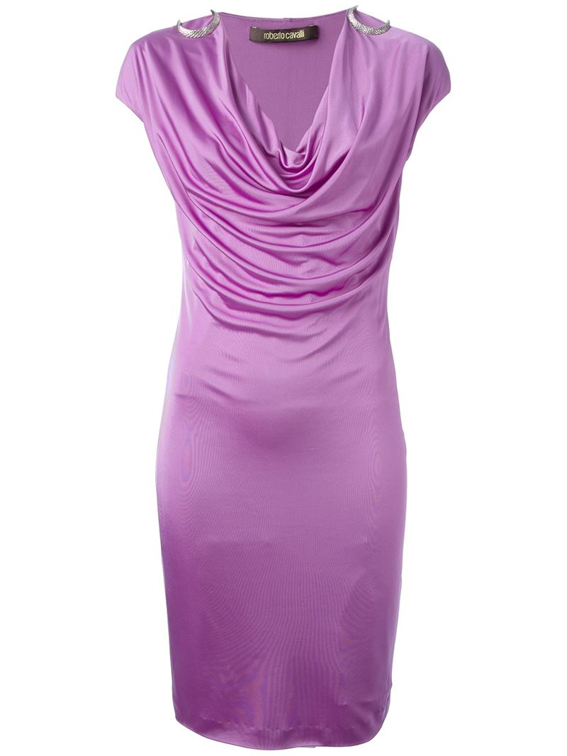 Lyst - Roberto Cavalli Cowl Neck Dress in Purple