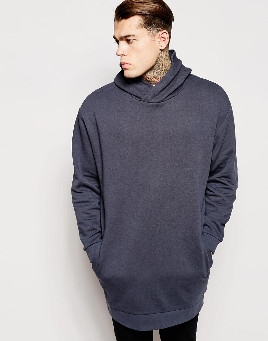 Asos Super Longline Oversized Hoodie With Extreme Hood in Black for Men ...