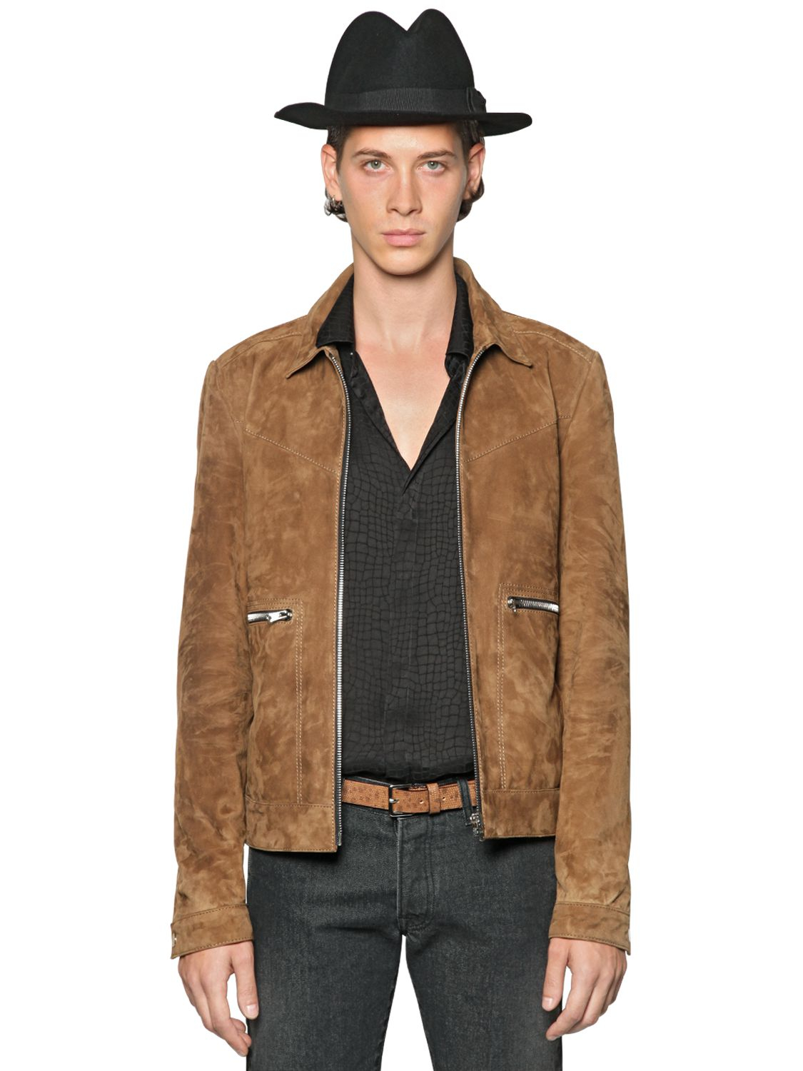 Lyst The Kooples Suede Jacket In Brown For Men 