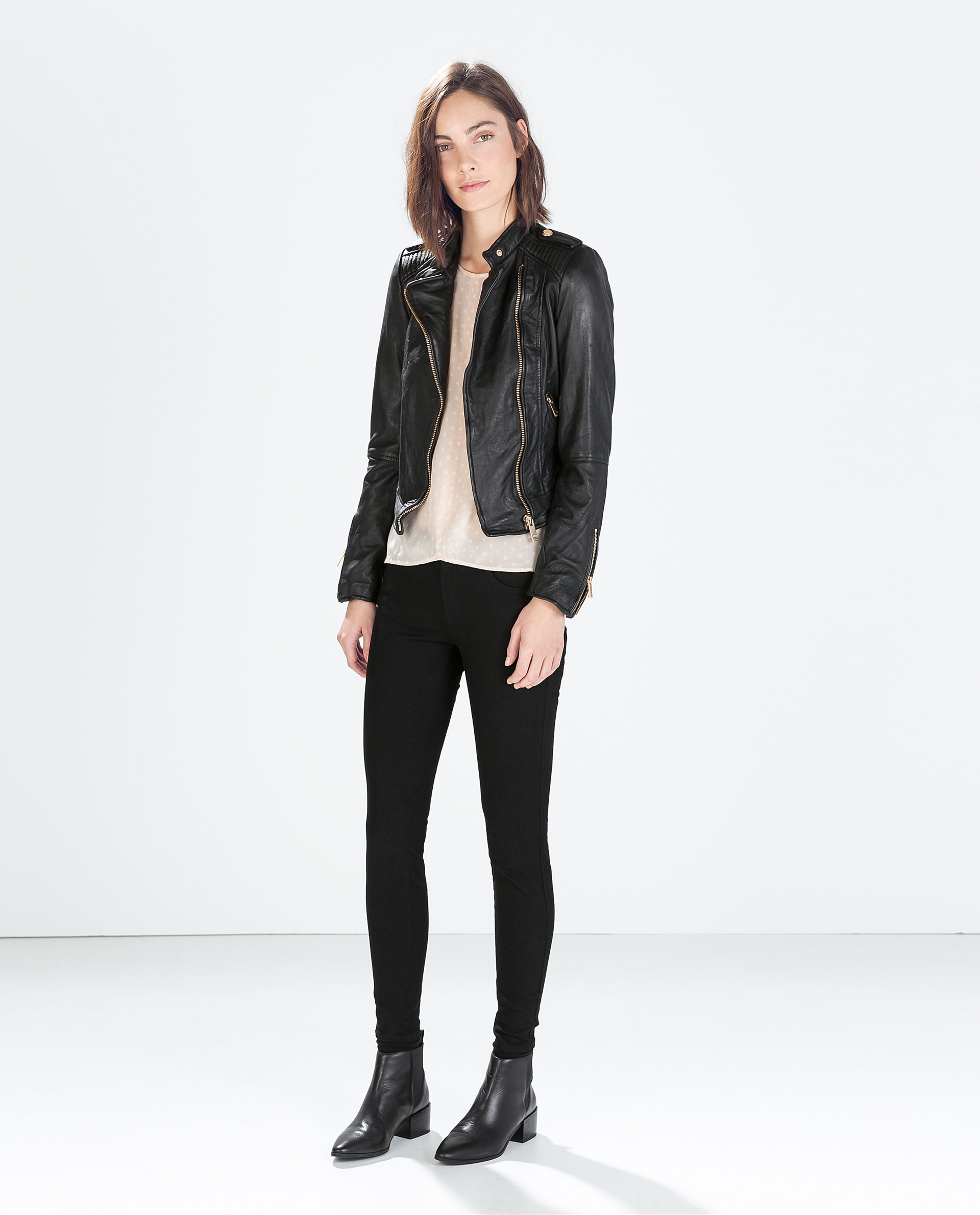 Zara Leather Biker Jacket In Black Lyst Gallery Women S Biker Jackets