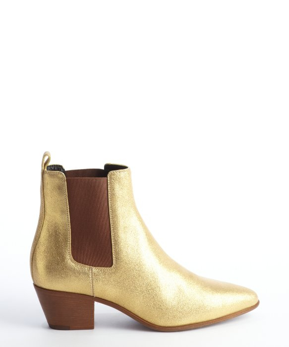 Lyst - Saint Laurent Gold Glitter Leather Chelsea Boots in Metallic